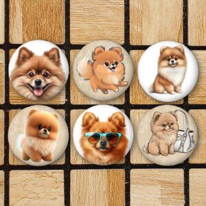 Pomeranian Dog Fridge Magnets Set Of 6 Metal Magnets For Home Office Kitchen